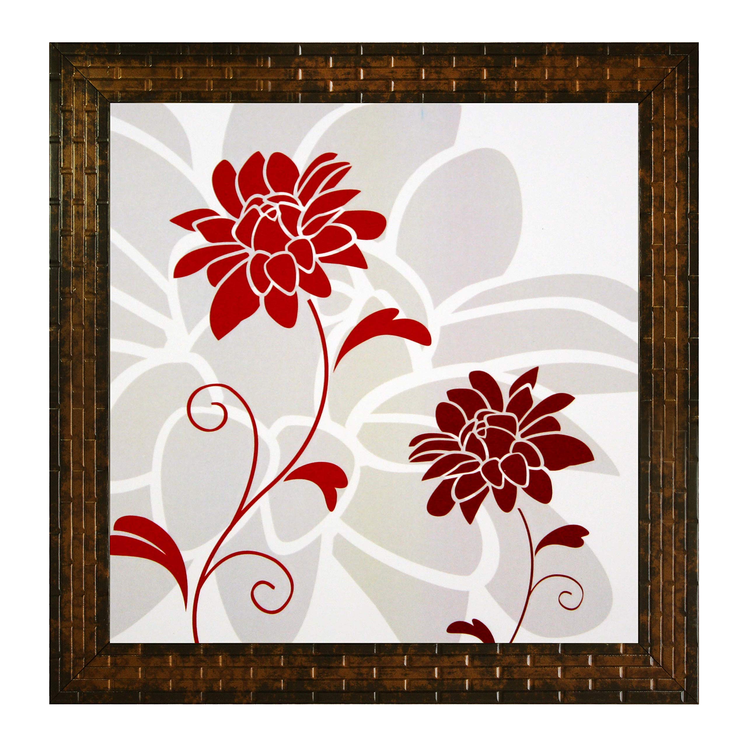 Indianara 3 PIECE SET OF FRAMED WALL HANGING DECOR Flowers (2912) PRINTS 8.7 INCH X 8.7 INCH WITHOUT GLASS